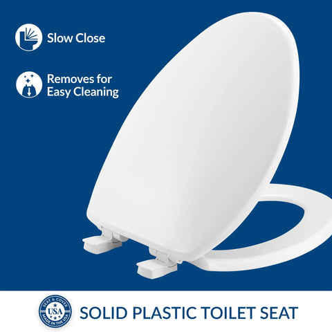Gentle Slow Close Elongated Toilet Seat With Quick Release White Hinges For Hassle Free Bathroom Refresh Durable Smooth Wipe Clean Surface Super Quiet Everyday Essential Pick