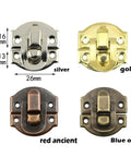 Vintage Bronze Toggle Hasp Latches Set Of 10 With Hardened Screws For Small Furniture And Crafts showcasing silver, gold, red, blue latches.
