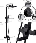 UMJIGF Matte Black Shower System with Cold and Hot Water Shower Faucet Set multifunctional design, height adjustable, includes rain shower head and handheld shower.