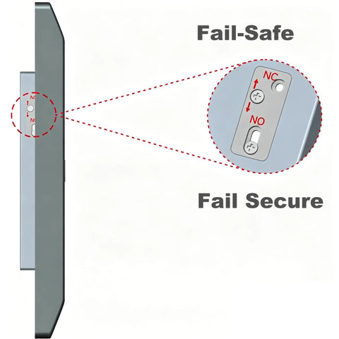 Electric Strike Lock 12V DC for access control doors with fail-safe or fail-secure mode diagram