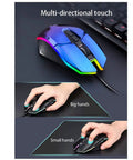 Game Ready Led Wired Mechanical Keyboard And Mouse Combo With Multimedia Keys Solid Aluminum Base showcasing multi-directional touch mouse for all hand sizes.