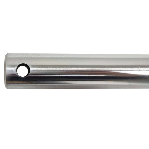 Steel boring bar for line boring machine, side view of long cylindrical rod with end hole