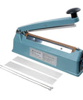 8 Inch 200mm Impulse Sealer 300W No Warm Up Required Manual Plastic Poly Bag Heat Sealing Machine with spare elements and teflon tape