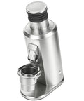 Badass Electric Burr Coffee Grinder With 80mm Flat Burrs And Single Dose Setup For Knocking Out Espresso Daily, sleek silver finish.