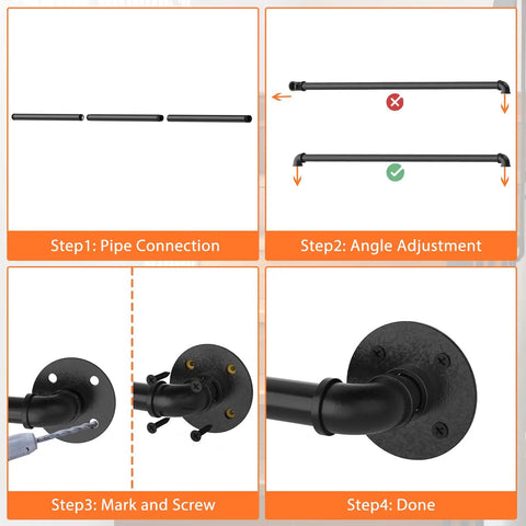 Heavy Duty Metal Pipe Stair Railing And Indoor Handrails Built For Outdoor Steps Featuring Slick Adjustable Corners And A No Sweat Install Across 3 Foot Sections installation steps guide.