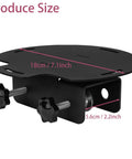 Adjustable Bunk Bed Fan Holder With Heavy Duty Clamp Bracket For Dorm Rooms size illustration showing 7.1 inch black metal base with screws.