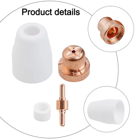 Premium 46-Piece Plasma Cutter Consumables Kit For Cut40 Plus Cut50 And 40D Machines with copper tips and ceramic nozzles.