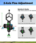 2 Axis Phone Scope Mount For Telescopes and Microscopes universal adapter illustration showing X/Y adjustment knobs