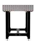 Hardcore Heavy Duty Steel Welding Fixture Table With Laser Cut Holes And Adjustable Levelers For Your Shop Rig And 48X30 Grind Ready Metal Fabrication Setup, front view showing steel plate and legs.