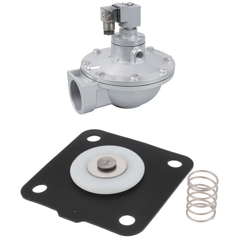 1-inch pulse valve assembly with diaphragm plate, mounting plate, and spring (two items shown)