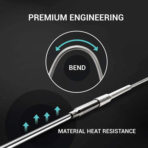 K Type Inconel 600 Flexible Thermocouple Temperature Probe 3.2 mm Diameter 300 mm Length Ungrounded Built Tough Temp Sensor