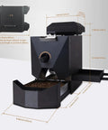 Kickstart Your Daily Grind With This Precision Home Electric Coffee Roaster Featuring Direct Fire Temperature Control Smoke Filter Chaff Collector And Stainless Hopper For Serious Roasting, full view with dimensions.