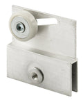 Frameless Sliding Shower Door Top Bracket With Three Quarter Inch Roller, Flat Plastic Wheel And Two Steel Ball Bearings, Aluminum Bracket