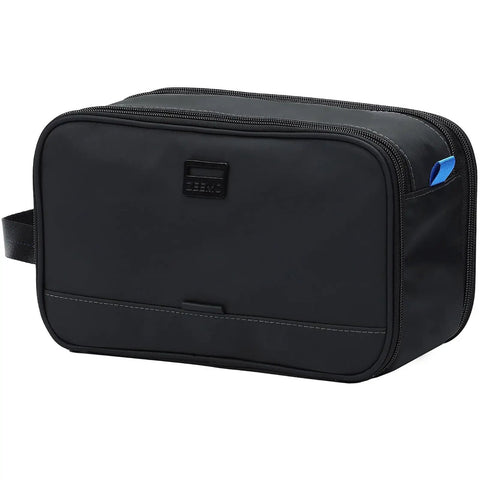 Black Travel Toiletry Bag For Men - Water-Resistant Double-Sided Full-Open Dopp Kit With Extra Large 10.5 X 5.5 X 6 Inch Capacity
