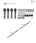 Hardware set for Double Barn Sliding Doors In Matte White 84 By 96 With Black Hardware 14 Ft Rails