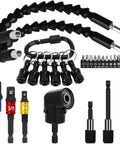 Flexible Drill Bit Extension Set With Hex Shank Bit Holder Keychain And 105 Degree Right Angle Attachments All In One Workhorse Kit