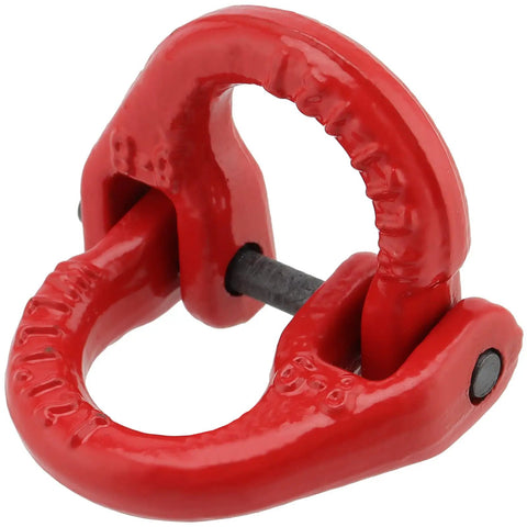 Heavy Duty Alloy Steel Coupling Links 4 Pack 1/4 Inch Grade 80 Hammer Lock Chain Connector red finish close-up view.