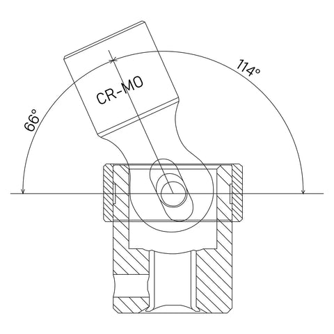 Diagram of 10 Piece 3/8 Inch Drive Universal Flex Impact Socket Set showing CR-MO steel and 114-degree rotation.