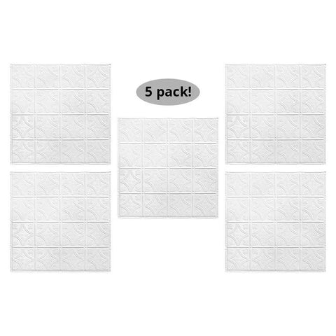 5 Pack Tin Ceiling Tiles 24 by 24 Inches Nail Up Panels Pattern Three Raw Victorian Floral Diamond Design for Ceilings and Kitchens Easy Install Kit with Recycled Tin