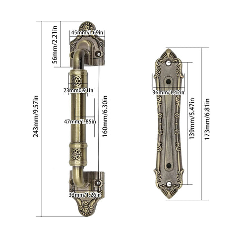 Antique Bronze 10 Inch Sliding Barn Door Handle No Drilling Two Sided Design Easy Install Rustic Pull For Interior Doors