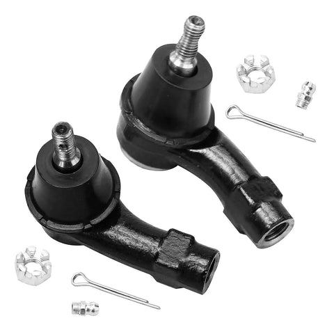 Premium Front Lower Control Arm Ball Joint Kit For Ford Focus 2000-2001 Super Durable Replacement Part That Fits Perfectly And Keeps Your Wheels Rocking Smooth On The Street or Off Road Without Breaking The Bank Today. black metal front lower control arm ball joints with castle nuts and cotter pins