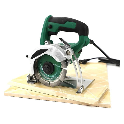 Badass 4 Inch Electric Circular Saw With Killer 1400W Motor For Marble Wood And Stone Slotting Portable Cutter on cutting board.