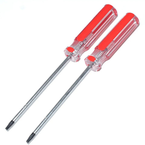 Kick Butt T9 Torx Security Screwdriver Two Pack Set With Snap Tight Magnetic Bit And Contoured Grip Handle Rugged Steel Shaft shown side by side.