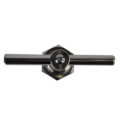 Top view of Cartridge Puller Tool For Posi Temp Tub And Shower Cartridges 1200 1222 1225 Pro Grade Removal Accessory, aluminum, silver finish.