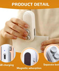 Person using 2 In 1 Rechargeable Bag Sealer With Cutter And Magnet on snack bag, highlighting USB charging and magnetic features.