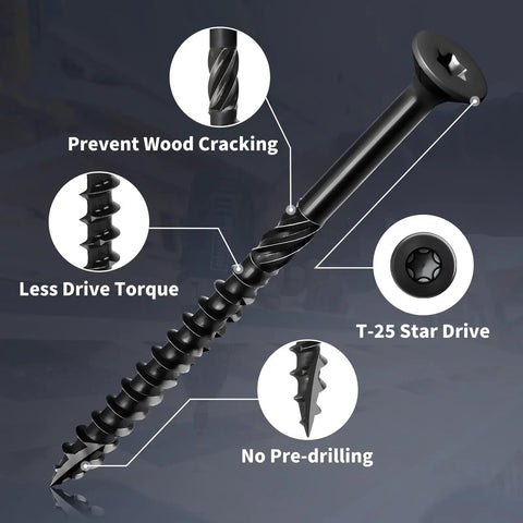 3 Inch Deck Screws 138 Pcs Exterior Wood Screws Size 10 Epoxy Coated T25 Star Bit Salt Spray Tested Over 1500 Hours Rust Resistant