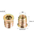 Wood Furniture DIY Friendly Heavy Duty Threaded Insert Nuts M6x13mm Hex Socket Drive Galvanized Carbon Steel 20Pcs