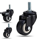 4 Pack Heavy Duty Wheel Casters for Office Chairs and Furniture, black locking swivel casters with brake visible