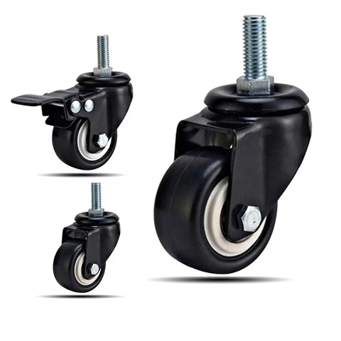 4 Pack Heavy Duty Wheel Casters for Office Chairs and Furniture, black locking swivel casters with brake visible