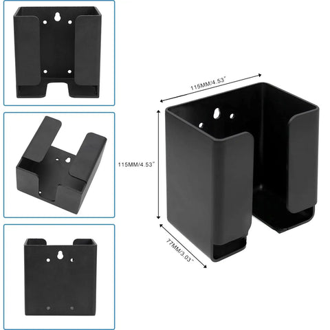 Heavy Duty EV Charger Holder Kit With J Hook Cable Organizer Wall Mount Nozzle Dock For SAE J1772 Tesla black steel mount, 4.53x3.03 inches.