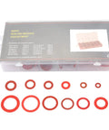 KickAss 600 Pieces Pro Grade Insulating Washers Assortment Kit With 12 Sizes Featuring Red Steel Paper Fiber Flat Rings Packed In A Box Built To Prevent Short Circuits To Keep All Safe During Repair Work Or Installation Tasks At Home Or Garage, box and red washers