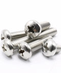 Top Shelf Phillips Pan Head Machine Screws Assortment Kit, 304 Stainless Steel Full Thread, 10 Sizes Including Size 0 To 80 And 0 To 90, 300 Piece Hardware Set For Tough Home Repairs And Weekend Crew Projects. Close-up of pan head screws.