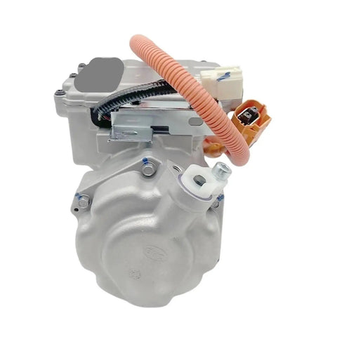 Heavy Duty Byd Qin Ev Air Compressor Bc28a 409V Straight Oem Swap Electric Refrigeration Pump close-up view with hose.
