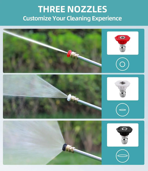 Power Washer Jet Nozzle Wand With Hydro Jet High Pressure Sprayer Tool Three Nozzles And Quick Connectors For Car Gutter Window Cleaning