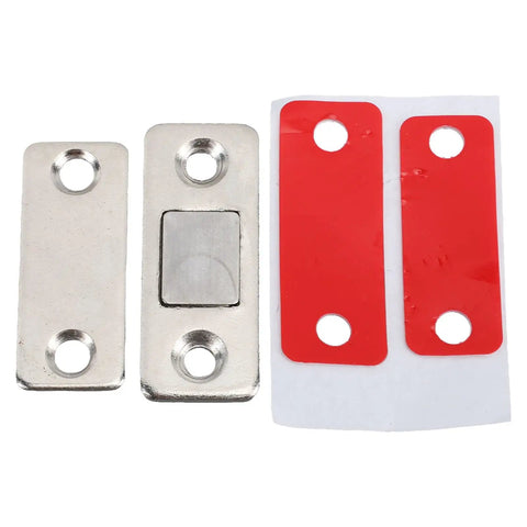 8 Pack Magnetic Door Catch And Cabinet Latch Ultra Thin Stainless Steel With Strong Hold Adhesive Mount components displayed