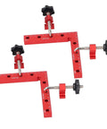 Nail The Square Every Time Heavy Duty 90 Degree Woodworking Corner Clamp 140X140mm Alignment Tool with red anodized aluminum body.
