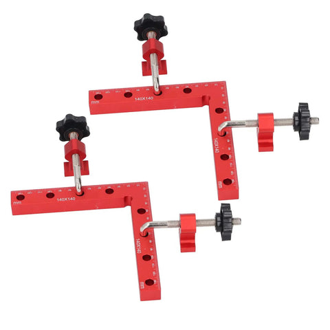 Nail The Square Every Time Heavy Duty 90 Degree Woodworking Corner Clamp 140X140mm Alignment Tool with red anodized aluminum body.