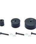 Three Piece Hole Punch And Flare Tool Set With Dimple Plate Dies In Black For Steel Up To Sixteen Gauge, Showing Dies and Bolts
