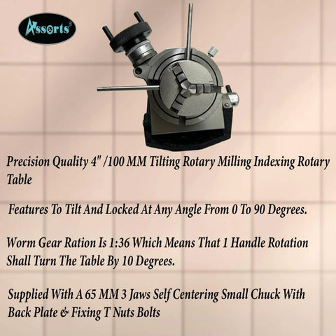 4 Inch Tilting Milling Rotary Table With 0 To 90 Degree Tilt For Quick Precision Indexing 1 To 36 Worm Gear Delivers About 10 Degrees