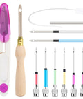 13 Piece Punch Needle Kit With Wooden Handle Adjustable Punch Needle Embroidery Tools Threaders Scissors And Stainless Pipe