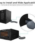 High Efficiency 4000 RPM Fume Extraction Kit For 3D Printer Enclosures with attached telescopic hose vent shown