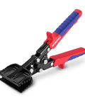 WORKPRO 3-Inch sheet metal bender and seamer tool with red/blue ergonomic handles, front view