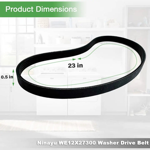 Upgraded WE12X27300 Washer Drive Belt For GE Clothes Washers Replaces 4587578 23in x 0.5in dimensions Pack Of 2