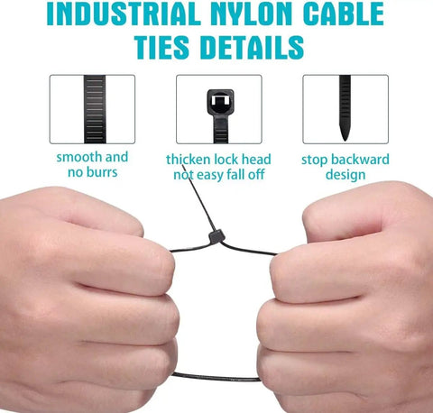 Heavy Duty Zip Ties 12 Inch Nylon 66 Cable Ties With 120 Lb Tensile Strength details and features