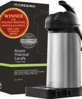 Three Liter Coffee Dispenser With Pump And Tray 102Oz Keeps Drinks Hot Up To 12 Hours And Cold For 36 Hours Stainless Steel