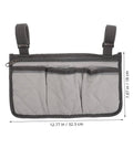Senior Bedside Rail Organizer With Four Compartments And Cup Holder, quilted gray Pongee storage bag with adjustable straps